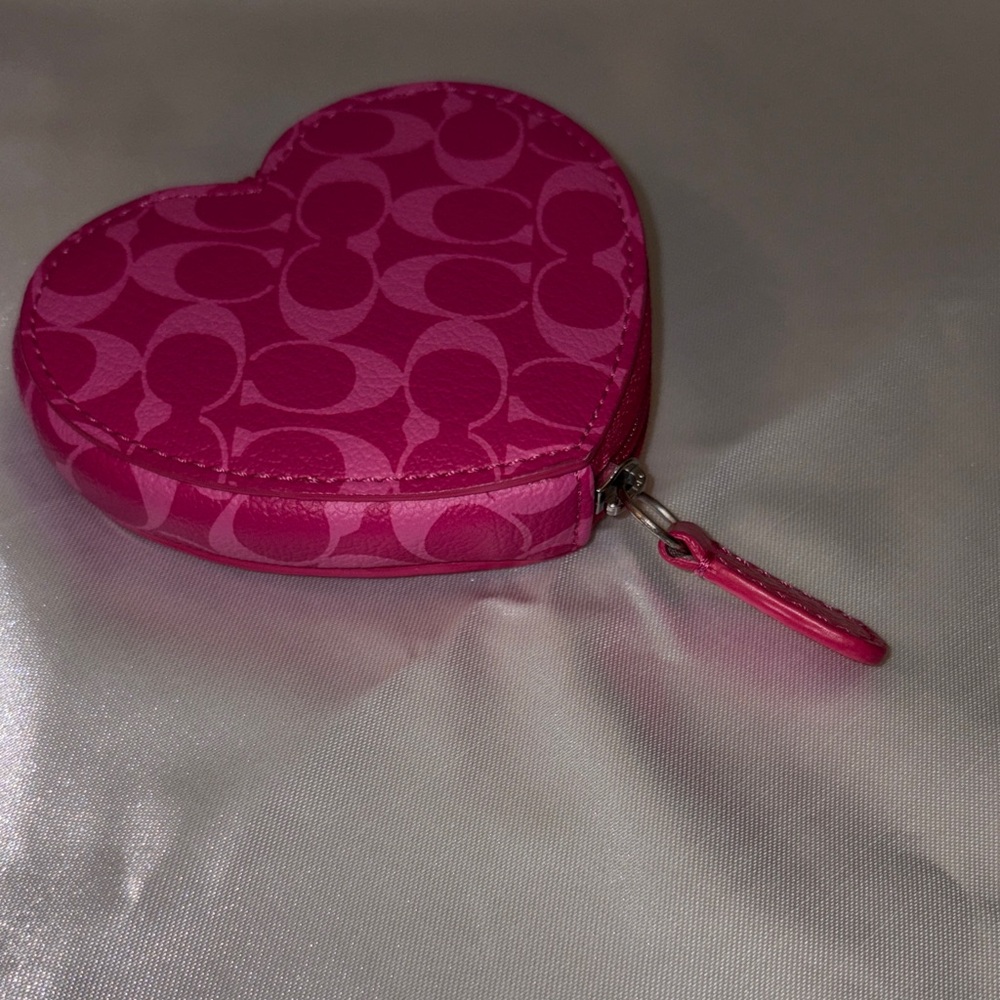 Coach Fuchsia Pink Heart Coin Pouch - Picture 5 of 5
